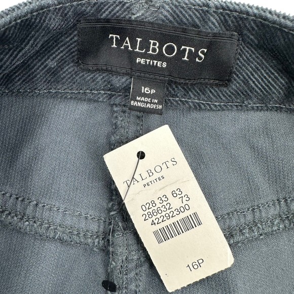 Talbots Skirt 16p 16 Petite Corduroy Grey Short Cotton Stretch Casual Straight - Picture 5 of 6